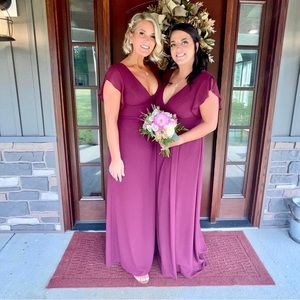 Like New David's Bridal Flutter Sleeve Bridesmaid Dress - Wine Color - Size 10
